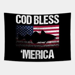 Cod Bless Merica Cod Fish Tapestry