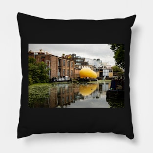 Boat reflections at Haggerston, Hackney, London Pillow