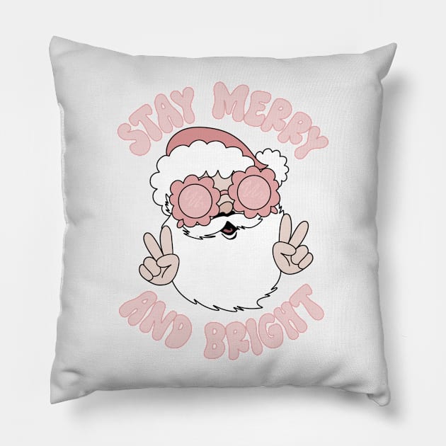 Stay merry & bright santa Pillow by trippyzipp