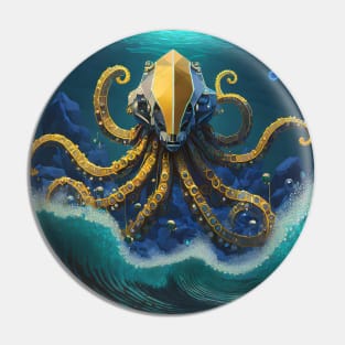 Octomaton Presides over an Underwater Tidal Wave Pin