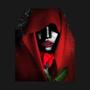 Woman with Red Rose and Hood T-Shirt