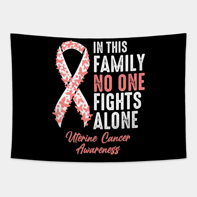 No One Fights Alone Uterine Cancer Tapestry by JB.Collection