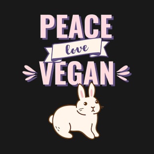 Peace Love Vegan Design T-Shirt