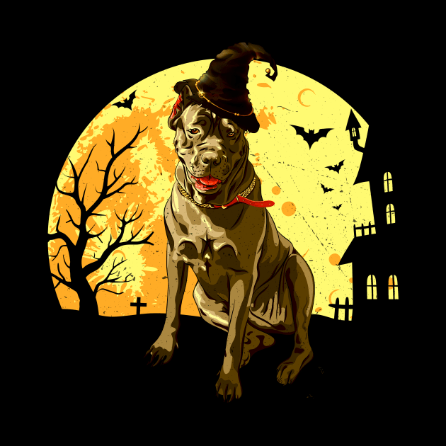 Scary italian cane corso Dog Witch Hat Halloween by PaulAksenov