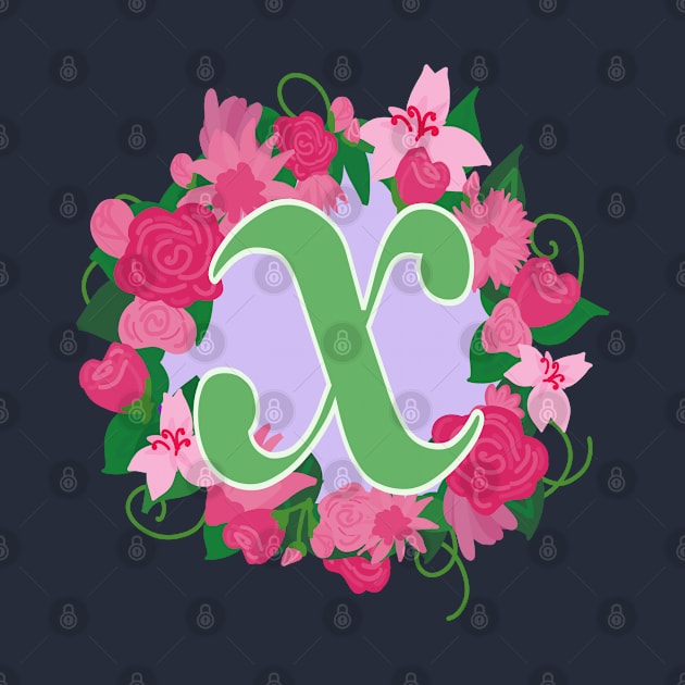 Monogram X, Personalized Floral Initial by Bunniyababa