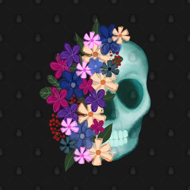 Flower skull, skull, dia de los muertos by BosskaDesign