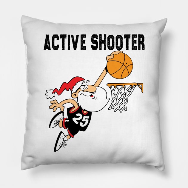 Active Shooter Basketball Funny Santa Playing Basketball Pillow by DesignHND