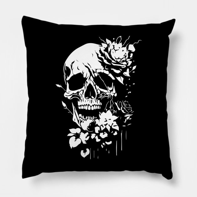 skull and roses Pillow by lkn