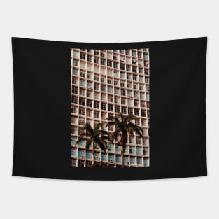 Building Pattern with Palm Trees - Aesthetic Tapestry