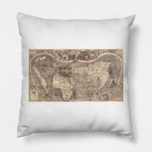 Early map of the world, with America (E056/0054) Pillow