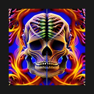 Trippy Psychedelic Patterns Skull 9 T-Shirt