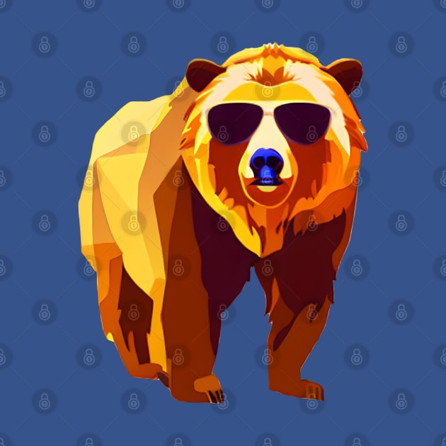 Cool Low Poly Grizzly Bear wearing Sunglasses by Artist Rob Fuller