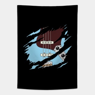 Ripped Bass Guitar J-Style Blue Color Tapestry