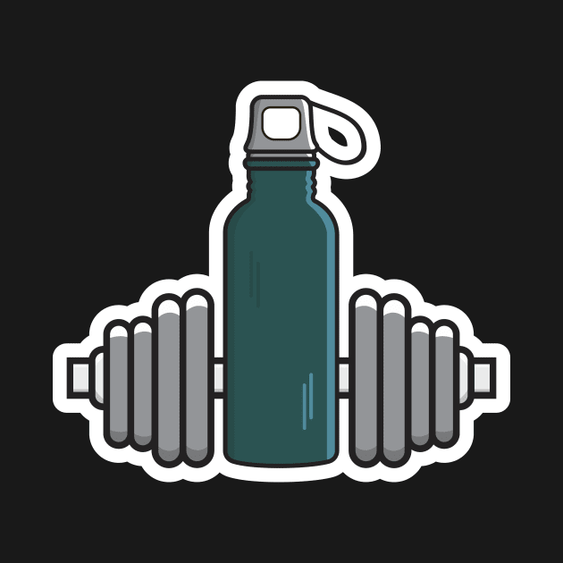 Gym Exercise Dumbbell with Water Bottle Sticker vector icon illustration. Gym fitness icon design concept. Dumbbell for training body muscles sticker design logo. by AlviStudio