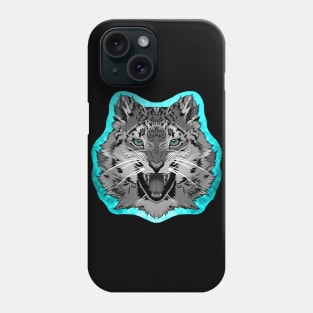 illustrated SNOW LEOPARD PRIDE series (WITH EYE COLOUR AURA) greyscale Phone Case