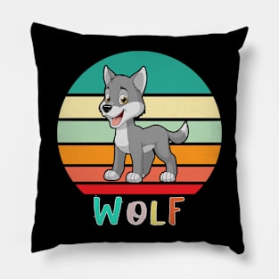 Vintage Retro Wolf Pillow