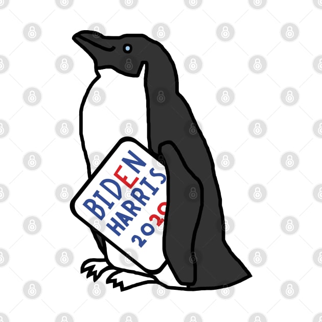 Small Penguin with Biden Harris Sign by ellenhenryart