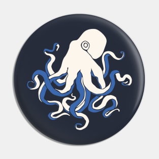 White and blue octopus Pin