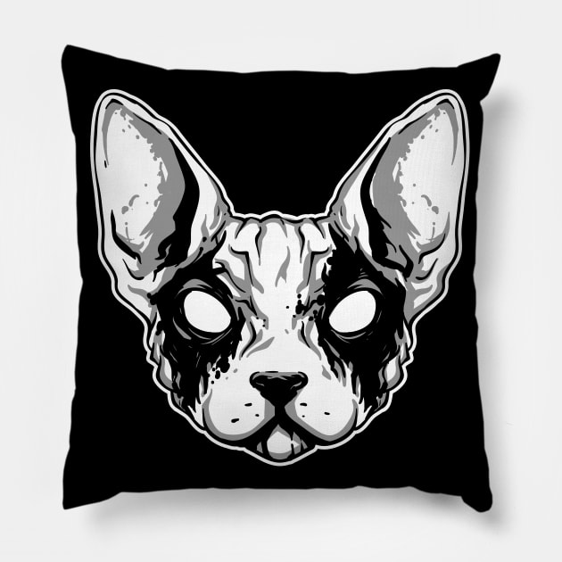 Black metal cat Pillow by bakmed