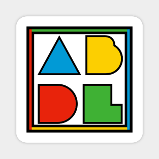 ABDL Logo Color Block - white w/ outline Magnet