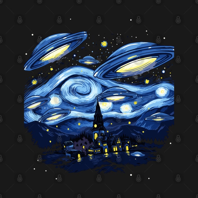 Starry Night UFO Alien Gifts Men Women Kids Funny Alien by KsuAnn