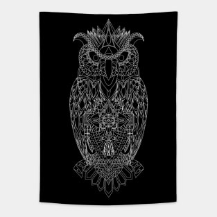 owl in smart pattern art ecopop Tapestry