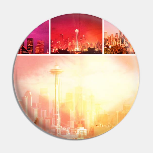 Shades of Red Space Needle Collage Pin by Christine aka stine1