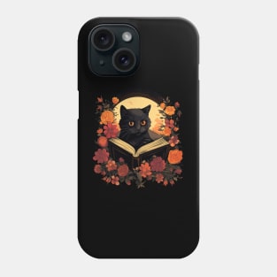 Floral Black Cat And Book Catshirt Phone Case