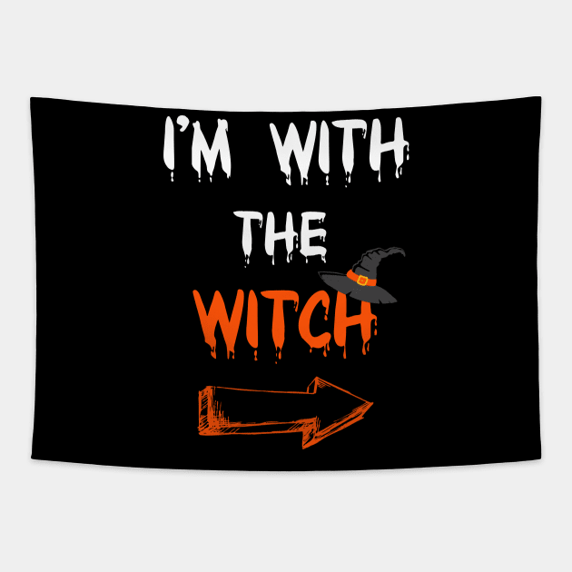 Halloween Shirts For Men I'm With The Witch Funny Halloween T-Shirt Tapestry by Pannolinno