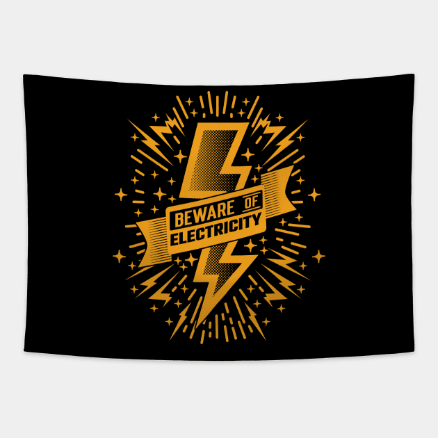 Beware Of Electricity Retro Vintage v4 Tapestry by Emma
