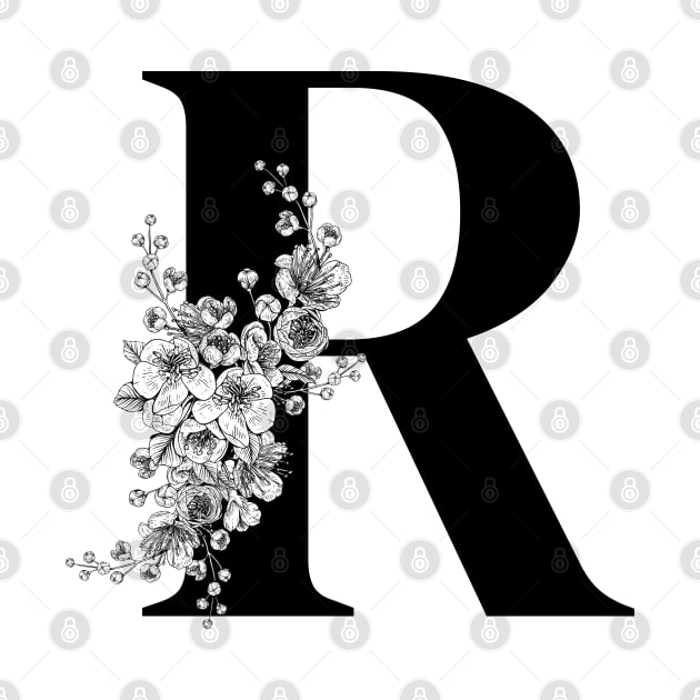 R alphabet Botanical cherry blossom sakura flowers by JunThara