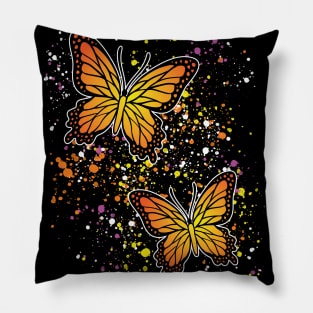 Beautiful Butterflies with Colorful Splatters Pillow