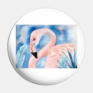 Flamingo with tropical leaves Pin