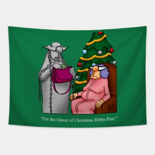 Funny Ghost of Christmas Debts Past Cartoon Tapestry