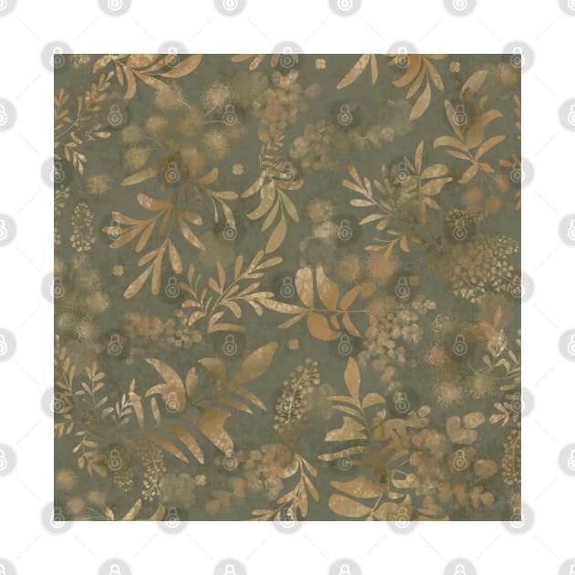 Lakeside garden, watercolor earth tones olive green by natural tones