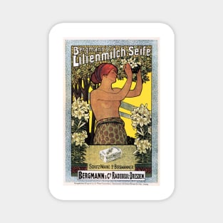 Milk Soap Bar Bergmann's Lilienmilch Seife Art Nouveau Advertisement Vintage Magnet