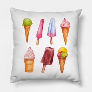 set of watercolor ice cream Pillow