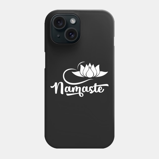 White text Namaste Phone Case by TheBlackCatprints