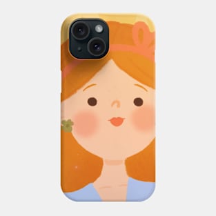 Kawaii Red-Haired Girl with Citrus Background - Vibrant Cute Art Phone Case