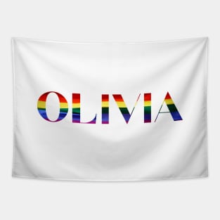 Olivia Rainbow Text Tapestry