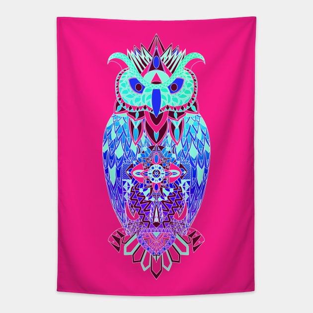 glitch kitsch owl ecopop Tapestry by jorge_lebeau