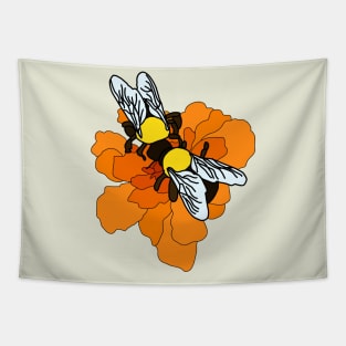 Bees on a flower Tapestry