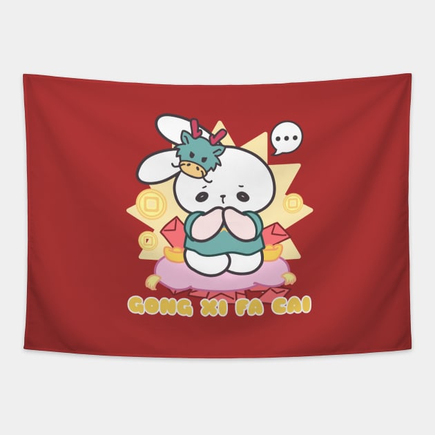 Hopping for Prosperity: Loppi Tokki's Lunar New Year Wish for Red Envelopes! Tapestry by LoppiTokki