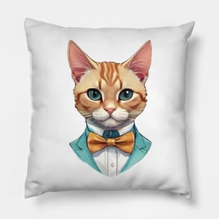 Fancy Cat with Bowtie no.5 Pillow