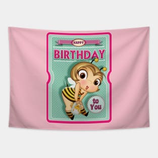 happy birthday bee Tapestry