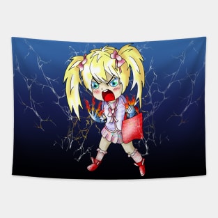 lightning bolts angry girl cartoon Tapestry