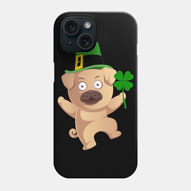 Irish Pug Leprechaun Hat St Patricks Day Shamrock Boys Girls Kids Dog Lovers Gift Phone Case by HypeProjecT