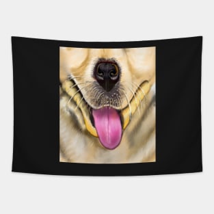 Labrador retriever mouth - cute Golden Labrador retriever puppy dog Tapestry