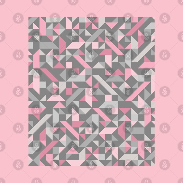 Grey and Pink Geometric Art by OneThreeSix