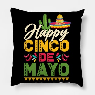 Happy Cinco De Mayo Mexican Hat Sombrero Pillow